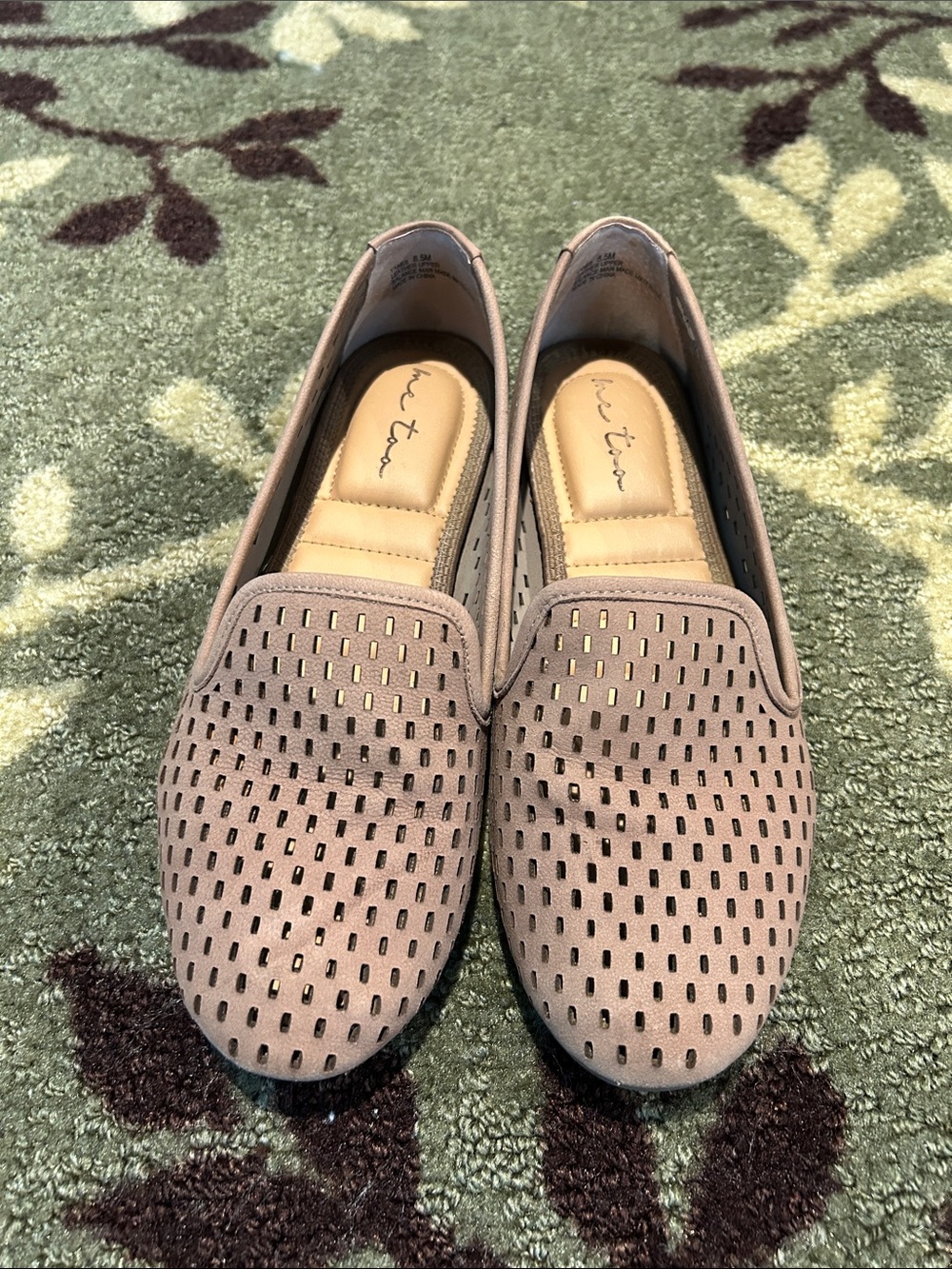 me too Taupe Perforated Slip-On Loafers